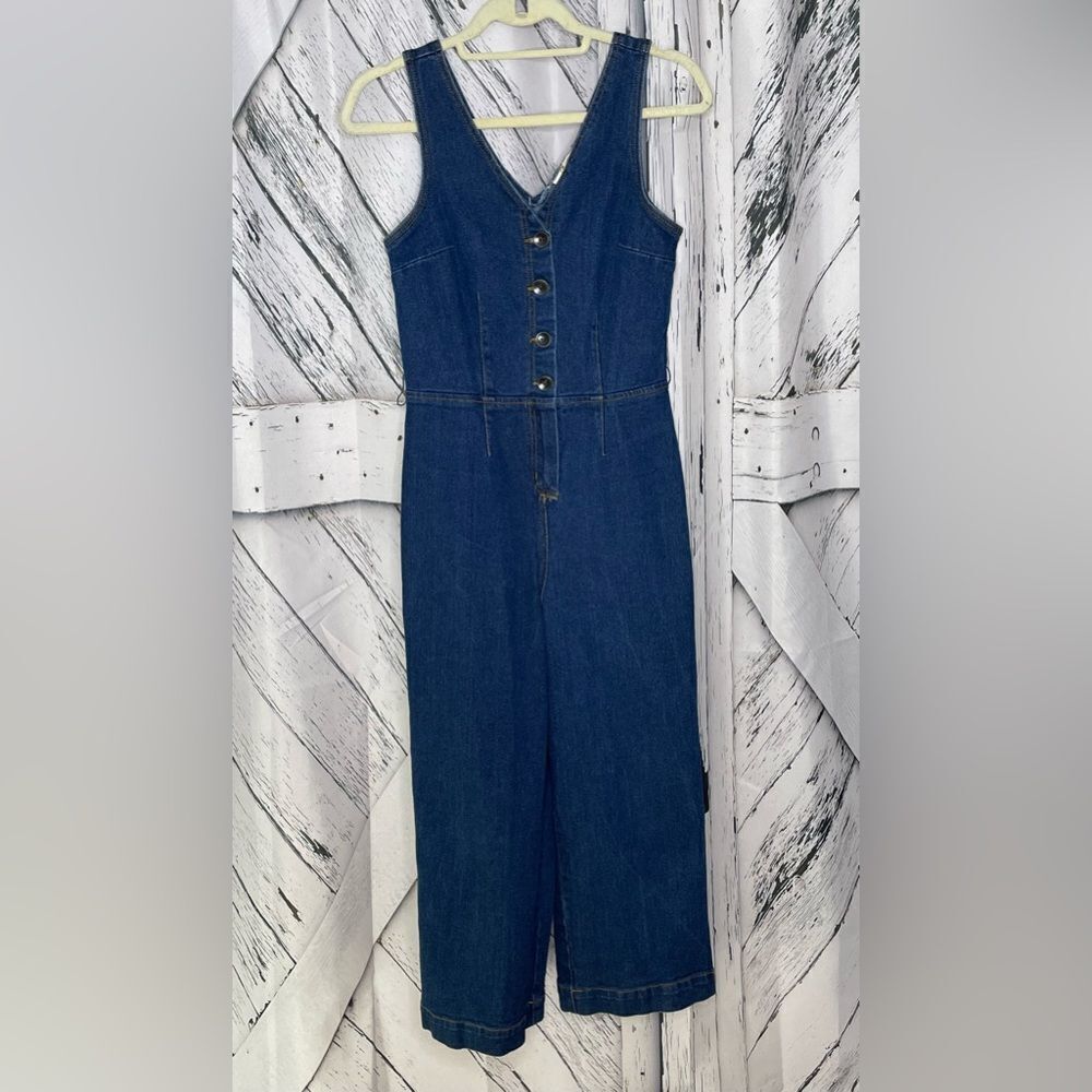 Universal Thread Denim Jumpsuit Sleeveless Cropped 2
